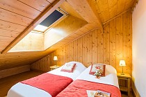 L'Ecrin Des Neiges - slaapkamer met 2 1-persoonsbedden en dakraam